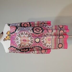 JJ BOUTIQUE paisley pink off the shoulder dress with bell sleeves.  Size is M.